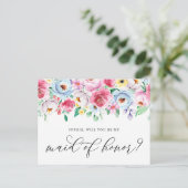 Pastel Flowers Serez-vous ma carte d'honneur (Debout devant)