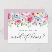 Pastel Flowers Serez-vous ma carte d'honneur (Devant / Derrière)