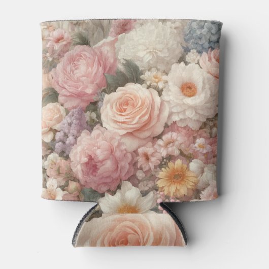 Pastel Flowers Shabby Chic Roos Bloemen Blikjeskoeler (Voorkant)