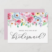 Pastel Flowers word mijn Bridesmaïde Kaart (Voorkant / Achterkant)