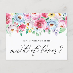 Pastel Flowers word mijn dienstmeisje van Kaart