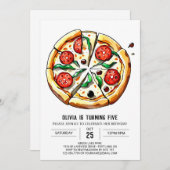 Pastel Foodie Pizza Verjaardag Kaart (Voorkant / Achterkant)