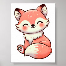Pastel Fox Design, zachte kleur Fox Art
