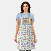 Pastel Franse Macaron Cookie Patroon Monogram Schort (Gedragen)