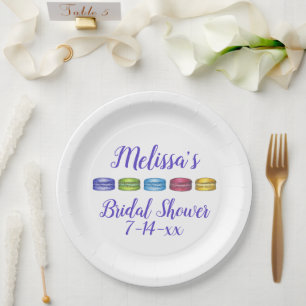 Pastel French Macaron Cookie Vrijgezellenfeest Papieren Bordje