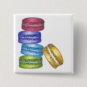 Pastel French Macaron Cookies Bakery Pastry Shop Vierkante Button 5,1 Cm