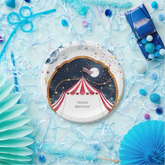 Pastel Fun Circus Verjaardag Papieren Bordje (Feest)