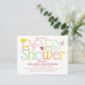 Pastel Fun Floral Baby shower Invitation (Debout devant)