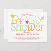 Pastel Fun Floral Baby shower Invitation (Devant / Derrière)
