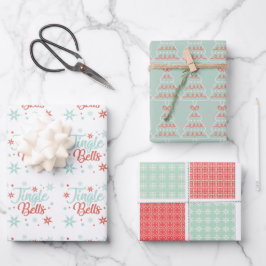 Pastel Fun Retro Jingle Aangepaste Kerstmis Inpakpapier Vel