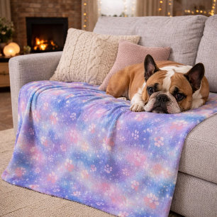 Pastel Galaxy Pootafdrukken – Schattige Kosmische  Sherpa Deken