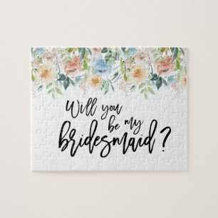 Pastel Garden Floral Bridesmaid Proposition Puzzle