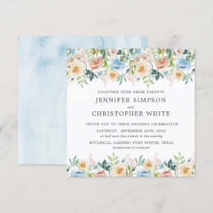 Pastel Garden Floral Carré Faire-part de mariage