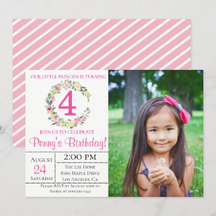 Pastel Garden Floral Foto Birthday Uitnodiging