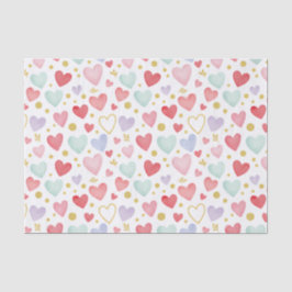 Pastel Garden Hearts & Gold Botanical Sparkle Tissuepapier