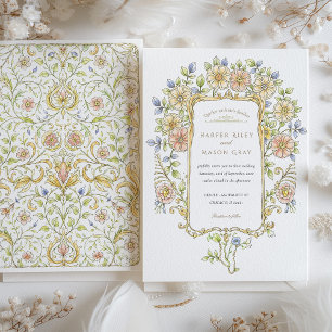 Pastel Garden Lijst Rococo bruiloft Kaart