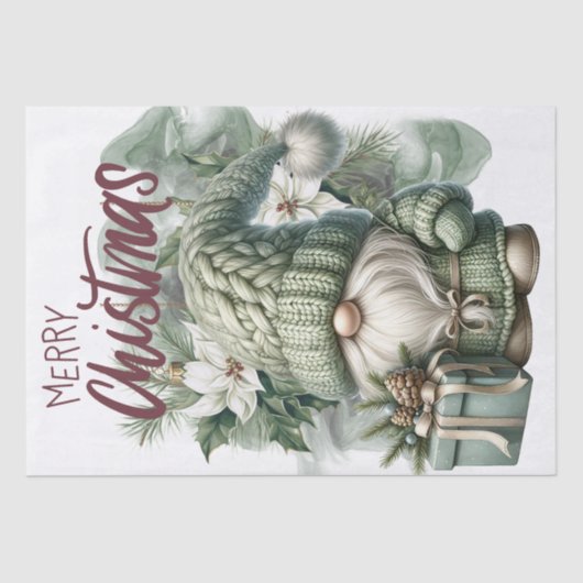 Pastel gebreide Kerstmis Gnome Tissuepapier (Voorkant)