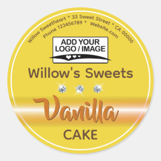 Pastel Geel Rhinestone Cupcake Cake Paktlabel Ronde Sticker