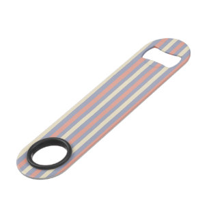 Pastel geel, sinaasappel en blauwe strepen speed flessenopener