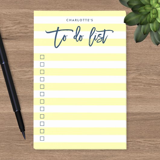 Pastel Geel & Witte Stripes Blauw om Lijst te doen Post-it® Notes