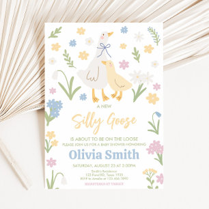 Pastel Gekke Goose Baby shower Kaart