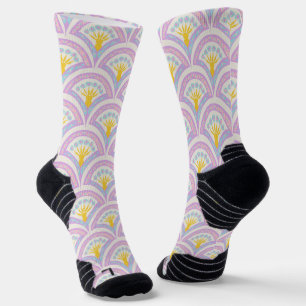 Pastel gekleurd schelp patroon sokken
