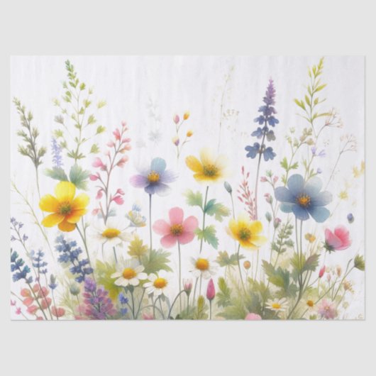 Pastel gekleurde Wildflowers Decoupage Tissuepapier (Voorkant)