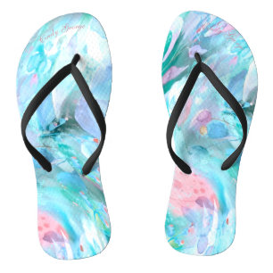 Pastel geknepen bloemige Natuur blauwGroenRoze Tek Teenslippers