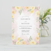 Pastel Gele Bloemrijke Romantische Trouwdag Kaart (Staand voorkant)