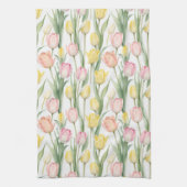 Pastel gele en roze tulpen theedoek (Verticaal)