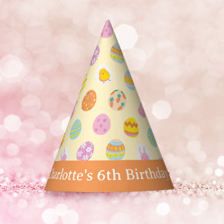 Pastel Gele Geschilderde Eieren Patroon Kinderverj Feesthoedjes