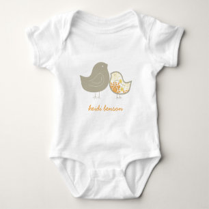 Pastel Gele Whimsical Damask Kuikens Neutrale Baby Romper