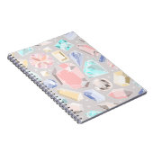Pastel Gemstone Diamond Pattern PInk Aqua Pareltje Notitieboek (Rechterzijde)