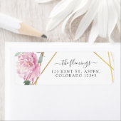 Pastel Geometric Peonies Floral Wedding Etiket (Insitu)