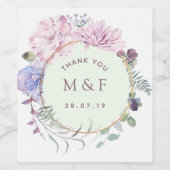 Pastel Geometric Peonies Floral Wedding Wijn Etiket (Enkel label)