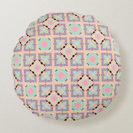 Pastel Geometric Tile Pattern | Pink Mint Purple Rond Kussen