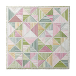 Pastel Geometrisch Cottagecore Dekbedpatroon Tegeltje