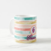 Pastel geometrisch naadloos patroon monogram koffiemok (Voorkant links)