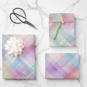 Pastel Geometrisch Patroon   Iridiserende Diamant  Inpakpapier Vel