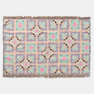 Pastel Geometrisch Tegelmotief | Roze Mint Paars  Deken
