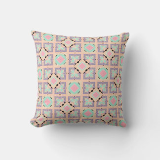 Pastel Geometrisch Tegelpatroon | Roze Mint Paars  Kussen