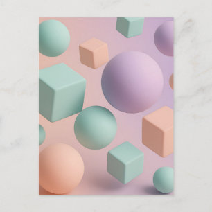 Pastel Geometrische Bollen Kubussen Briefkaart
