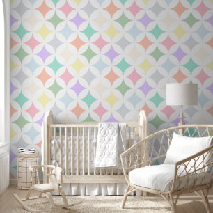 Pastel geometrische cirkels en diamantpatroon behang