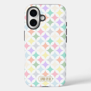 Pastel geometrische cirkels en diamantpatroon iPhone 16 hoesje