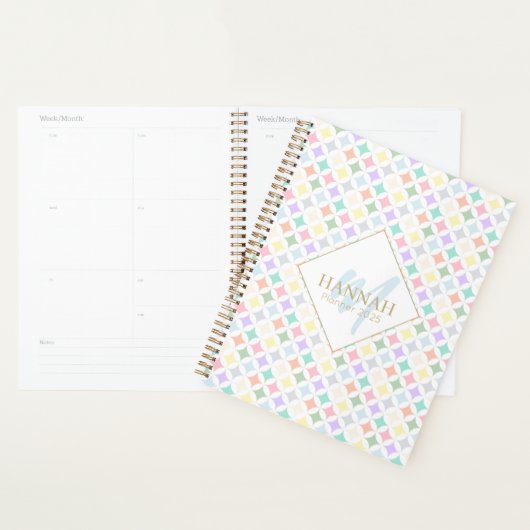Pastel geometrische cirkels en diamantpatroon planner (Display)