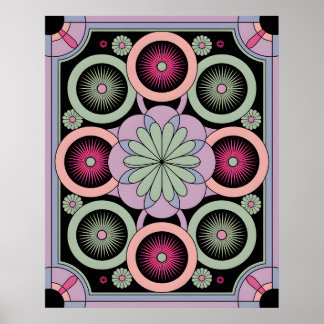 Pastel Geometrische Mandala Bloem Poster