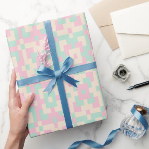 Pastel Geometrische Pixel Art Naadloos Patroon Cadeaupapier