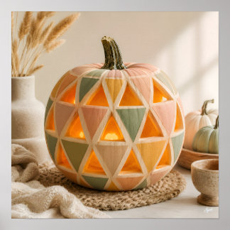 Pastel Geometrische Pompoen Poster