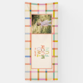 Pastel geplakt "Twee veel plezier" 2e verjaardag b Spandoek (Verticaal)