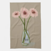  Pastel Gerbera Flower +Aangepaste naam Theedoek (Verticaal)